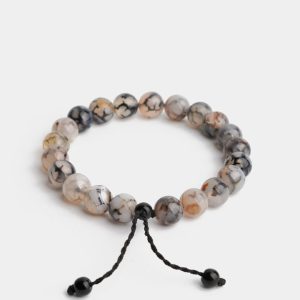 Adjustable Beaded Bracelet - Off White & Black